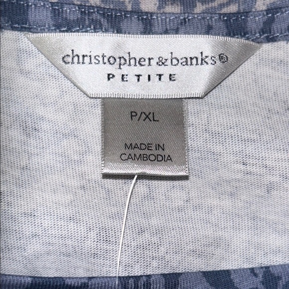 NWT Christopher & Banks Blue Floral Patchwork Women's Top Size P/XL - Picture 6 of 9